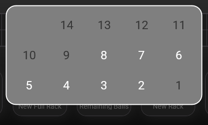 Straight Pool remaining balls selection view