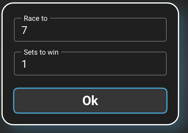 X-Ball Race To and Sets to Win dialog